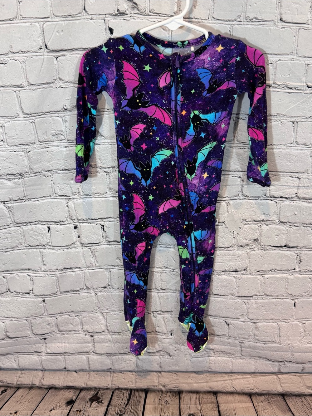 Bums and Roses Bat Pattern Bamboo Footie Romper